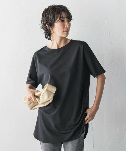 la.f...(大きいサイズ) / ラ・エフ(おおきいサイズ) カットソー | 【WEB限定/大きいサイズ】”細身パンツも怖くない”Tシャツチュニック（ブラック）