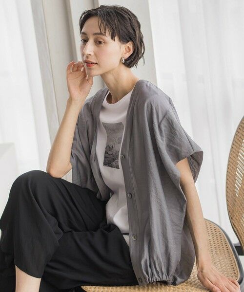 la.f...(大きいサイズ) / ラ・エフ(おおきいサイズ) シャツ・ブラウス | 【大きいサイズ】“着回し自在！”シアー2WAYブラウス（ライトグレー）