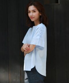 la.f... / ラ・エフ シャツ・ブラウス | レースアップショルダーエブリシャンブレーブラウス