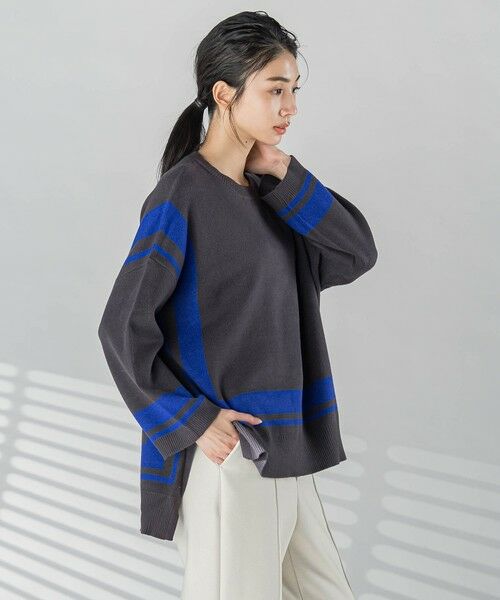 la.f... / ラ・エフ ニット・セーター | 【WEB限定】スクエアラインニット≪手洗い可能≫（ライトグレー）