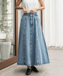 la.f... / ラ・エフ ミニ・ひざ丈スカート | デニムフレアスカート