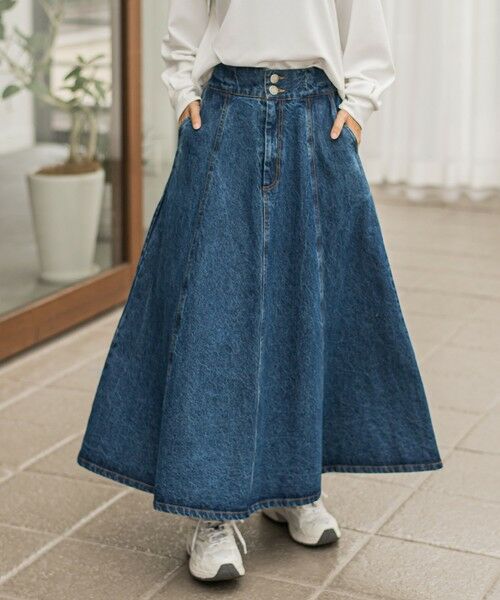 la.f... / ラ・エフ ミニ・ひざ丈スカート | デニムフレアスカート | 詳細8