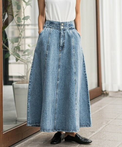 la.f... / ラ・エフ ミニ・ひざ丈スカート | デニムフレアスカート | 詳細16