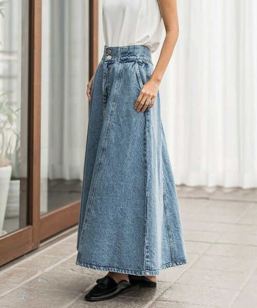 la.f... / ラ・エフ ミニ・ひざ丈スカート | デニムフレアスカート | 詳細17