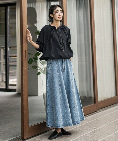 la.f... / ラ・エフ ミニ・ひざ丈スカート | デニムフレアスカート | 詳細20