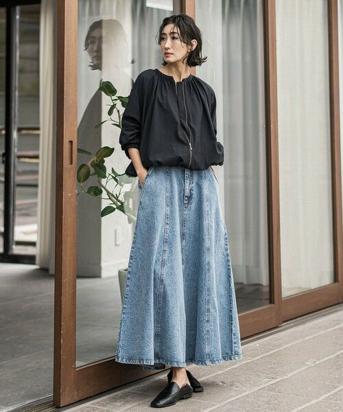 la.f... / ラ・エフ ミニ・ひざ丈スカート | デニムフレアスカート | 詳細23