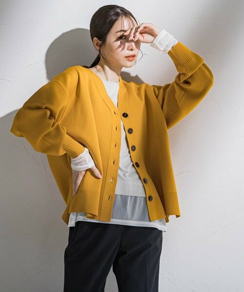 la.f... / ラ・エフ ニット・セーター | Vネックカーディガン（イエロー）