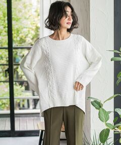 la.f... / ラ・エフ ニット・セーター | デニム切替ケーブルニット