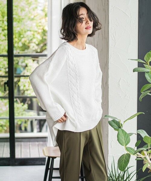 la.f... / ラ・エフ ニット・セーター | デニム切替ケーブルニット | 詳細2