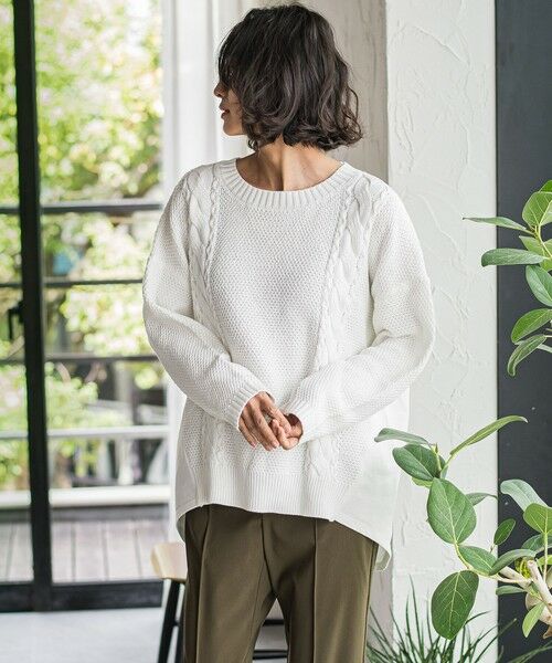 la.f... / ラ・エフ ニット・セーター | デニム切替ケーブルニット | 詳細4