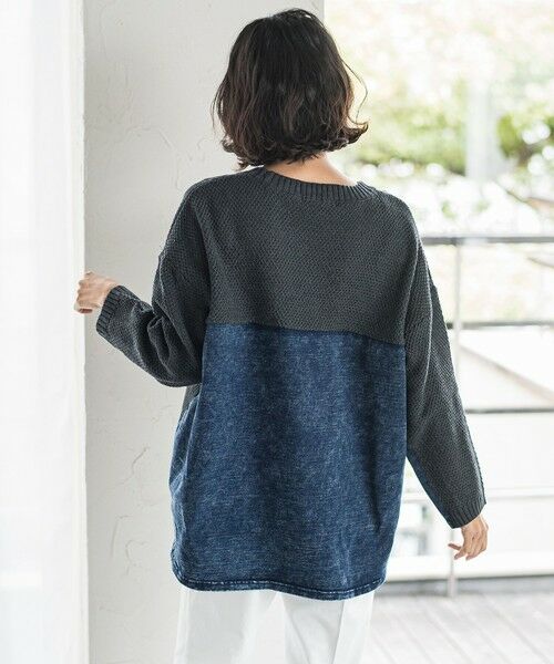 la.f... / ラ・エフ ニット・セーター | デニム切替ケーブルニット | 詳細13