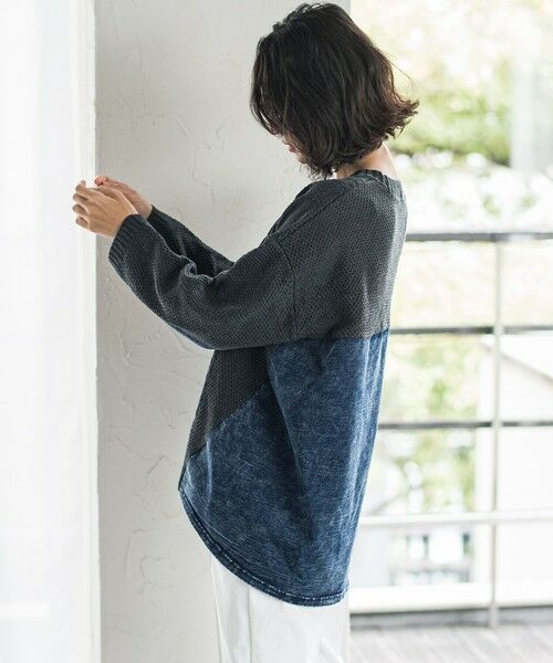 la.f... / ラ・エフ ニット・セーター | デニム切替ケーブルニット | 詳細14