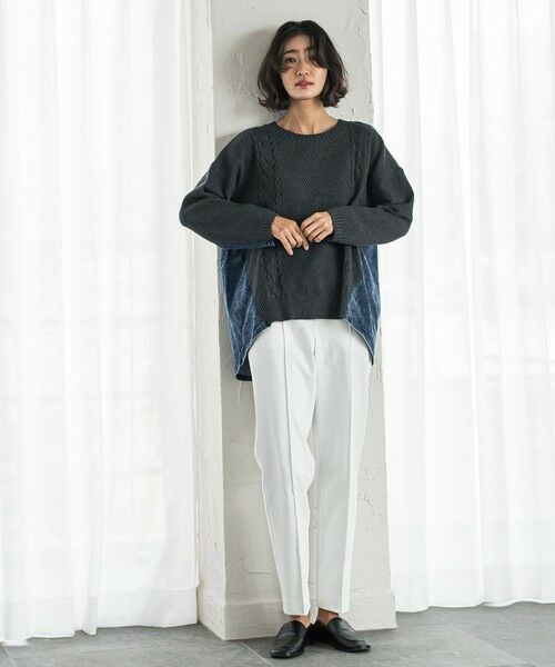 la.f... / ラ・エフ ニット・セーター | デニム切替ケーブルニット | 詳細16