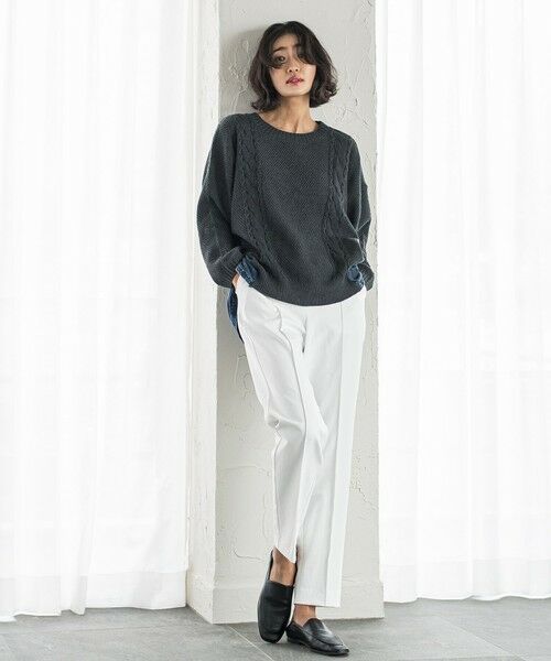 la.f... / ラ・エフ ニット・セーター | デニム切替ケーブルニット | 詳細21