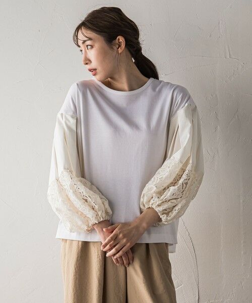 la.f... / ラ・エフ カットソー | 【biyori】""二の腕すっきり""レース袖カットソー≪手洗い可能≫ | 詳細2