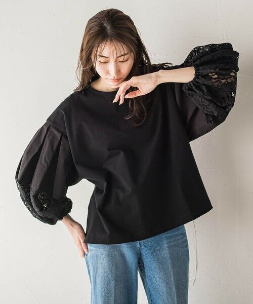 la.f... / ラ・エフ カットソー | 【biyori】""二の腕すっきり""レース袖カットソー≪手洗い可能≫ | 詳細9