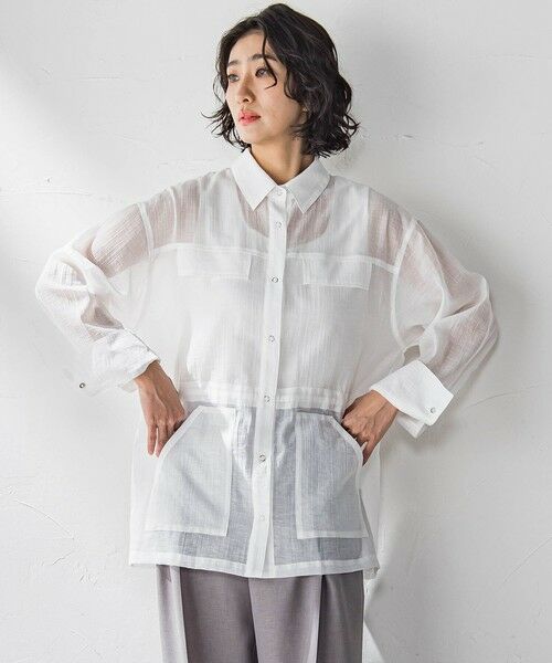 la.f... / ラ・エフ テーラードジャケット | ポケット付きシアーシャツジャケット≪洗濯機で洗える≫ | 詳細1