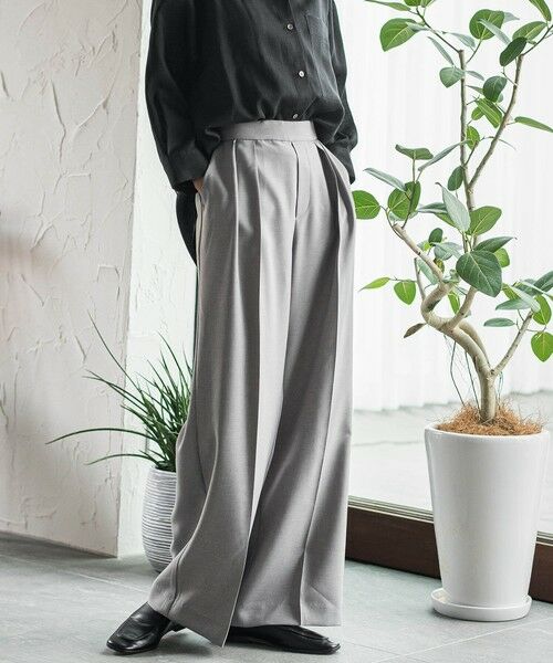 la.f./ラ・エフ 【WEB限定】タックワイドパンツ≪洗濯機で洗える≫ ライトグレー 9号 la.f./ラ・エフ 【WEB限定】タックワイドパンツ≪洗濯機で洗える≫ ライトグレー 9号