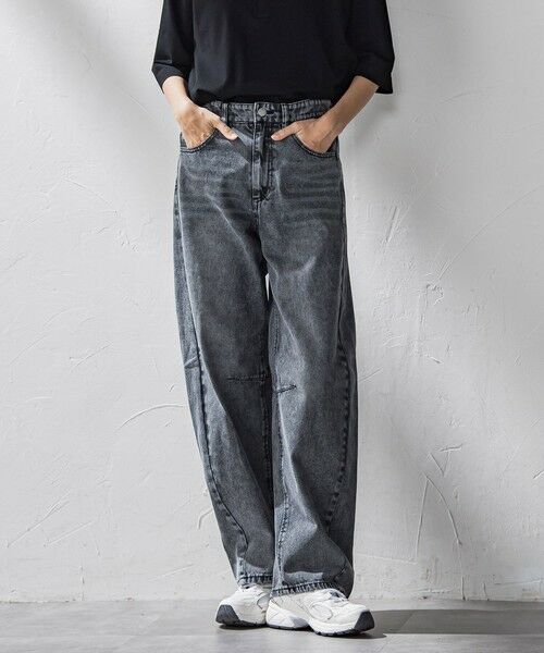 la.f./ラ・エフ 【WEB限定】デニムカーブパンツ≪洗濯機で洗える≫ ブラック 9号 la.f./ラ・エフ 【WEB限定】デニムカーブパンツ≪洗濯機で洗える≫ ブラック 9号