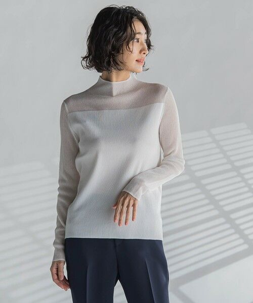 la.f./ラ・エフ シアーモックネックニット≪手洗い可能≫ ホワイト 7号 la.f./ラ・エフ シアーモックネックニット≪手洗い可能≫ ホワイト 7号