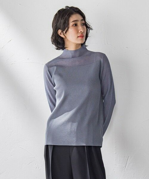 la.f./ラ・エフ シアーモックネックニット≪手洗い可能≫ ライトグレー 7号 la.f./ラ・エフ シアーモックネックニット≪手洗い可能≫ ライトグレー 7号