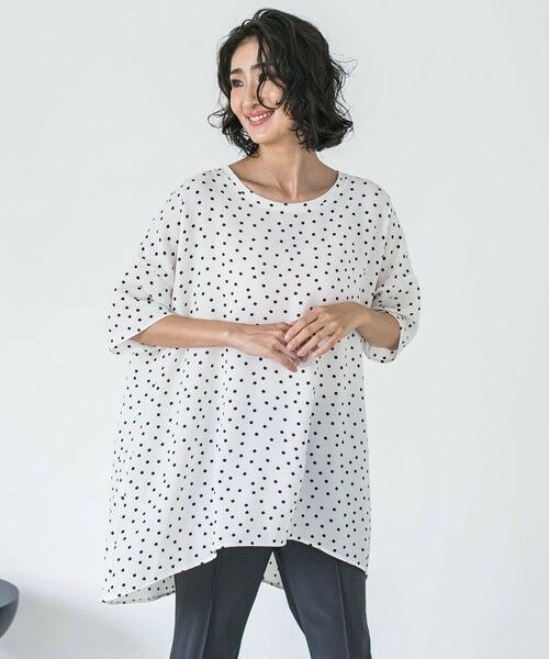 la.f... / ラ・エフ カットソー | 【biyori】""着心地さらっと""半袖万能フレアチュニック≪洗濯機で洗える≫（ホワイト系その他）