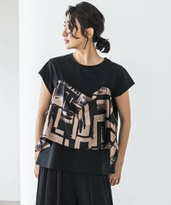 la.f... / ラ・エフ カットソー | 【WEB限定】配色スカーフプリントカットソー≪洗濯機で洗える≫