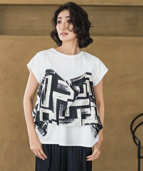 la.f... / ラ・エフ カットソー | 【WEB限定】配色スカーフプリントカットソー≪洗濯機で洗える≫ | 詳細1