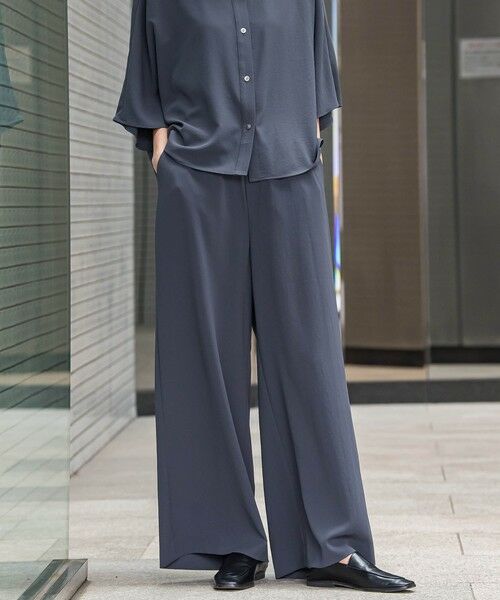 la.f./ラ・エフ キレリワイドパンツ≪洗濯機で洗える≫ チャコールグレー 7号 la.f./ラ・エフ キレリワイドパンツ≪洗濯機で洗える≫ チャコールグレー 7号