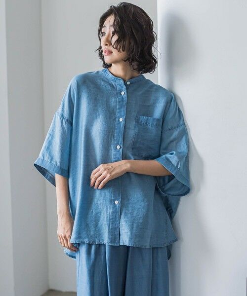 la.f... / ラ・エフ シャツ・ブラウス | 【biyori】""風をまとう、大人のシアー""デニムシャツ≪洗濯機で洗える≫（ブルー）
