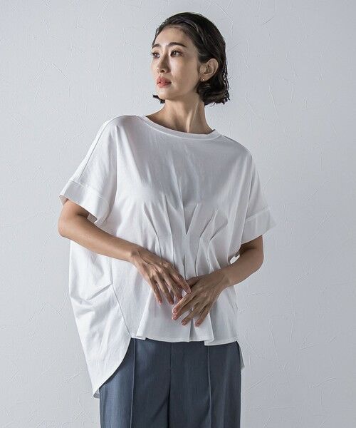 la.f./ラ・エフ 【WEB限定】ウエストタックカットソー≪手洗い可能≫ ホワイト 9号 la.f./ラ・エフ 【WEB限定】ウエストタックカットソー≪手洗い可能≫ ホワイト 9号