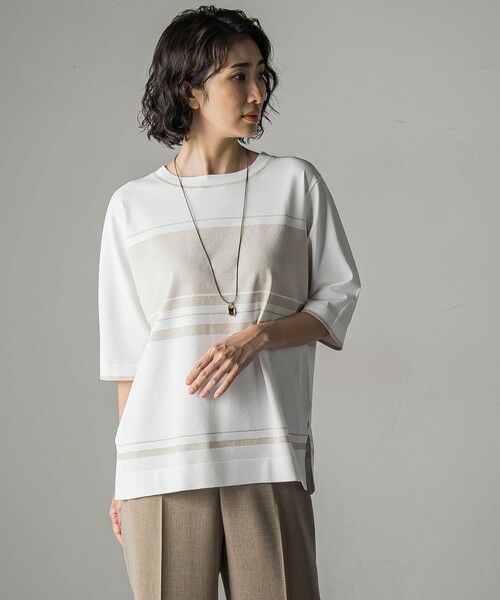 ボーダーニットF ユニセックス)ルーズフィットボーダーカラーニット