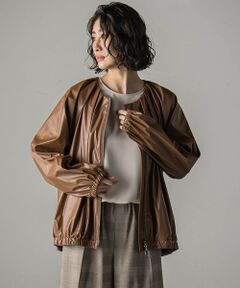 la.f... / ラ・エフ テーラードジャケット | フェイクレザーブルゾン≪手洗い可能≫