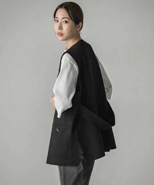 la.f... / ラ・エフ ダウンジャケット・ベスト | ""後姿もこなれ感""スポンディッシュニットジレ≪手洗い可能≫ | 詳細13