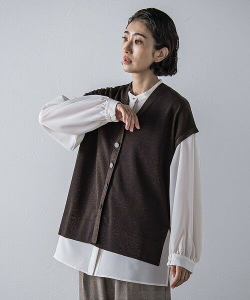 la.f... / ラ・エフ ダウンジャケット・ベスト | ”一枚でもレイヤードにも”ラメニットジレ≪手洗い可能≫ | 詳細1