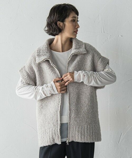 la.f... / ラ・エフ ニット・セーター | カーリングヤーンジップジレ≪手洗い可能≫ | 詳細12