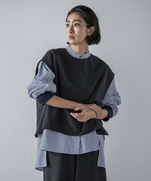 la.f./ラ・エフ 【biyori】"着こなし自在"2wayピーチポプリンジレ≪洗濯機で洗える≫ ブラック 9号 la.f./ラ・エフ 【biyori】"着こなし自在"2wayピーチポプリンジレ≪洗濯機で洗える≫ ブラック 9号