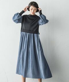 la.f... / ラ・エフ ロング・マキシ丈ワンピース | 【biyori】デニムドッキングニットワンピース≪手洗い可能≫