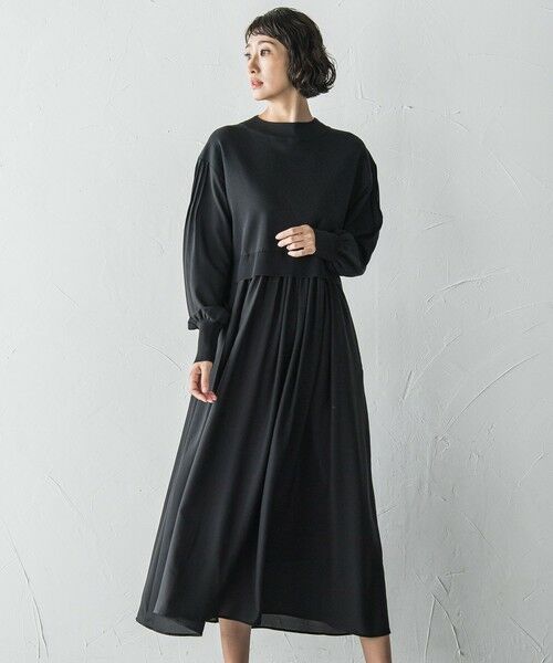 la.f... / ラ・エフ ロング・マキシ丈ワンピース | 【biyori】デニムドッキングニットワンピース≪手洗い可能≫ | 詳細1