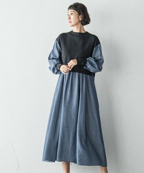 la.f... / ラ・エフ ロング・マキシ丈ワンピース | 【biyori】デニムドッキングニットワンピース≪手洗い可能≫ | 詳細12