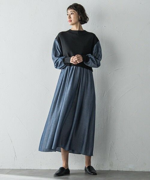 la.f... / ラ・エフ ロング・マキシ丈ワンピース | 【biyori】デニムドッキングニットワンピース≪手洗い可能≫ | 詳細13