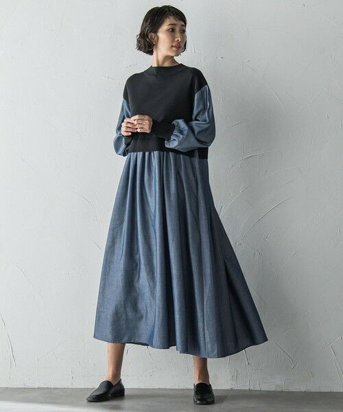 la.f... / ラ・エフ ロング・マキシ丈ワンピース | 【biyori】デニムドッキングニットワンピース≪手洗い可能≫ | 詳細16