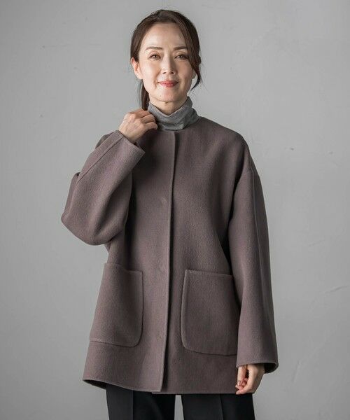 la.f... / ラ・エフ ダッフルコート | <極>”軽さと贅沢なぬくもり”ノーカラーリバーコート | 詳細2