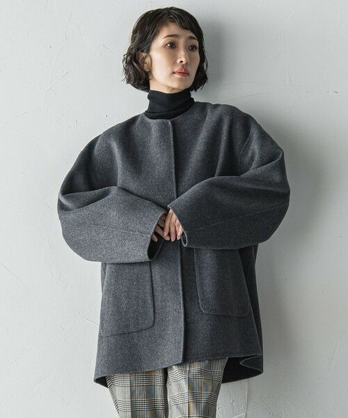 la.f... / ラ・エフ ダッフルコート | <極>”軽さと贅沢なぬくもり”ノーカラーリバーコート | 詳細9