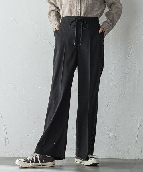 la.f./ラ・エフ 【WEB限定】"ウエストゴムで快適"ワイドパンツ&#8810;洗濯機で洗える&#8811; ブラック 11号