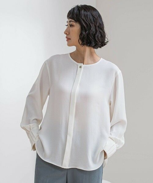 la.f... / ラ・エフ シャツ・ブラウス | メランジツイルノーカラーブラウス | 詳細1