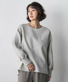 la.f... / ラ・エフ カットソー | メルトンニットドッキングカットソー