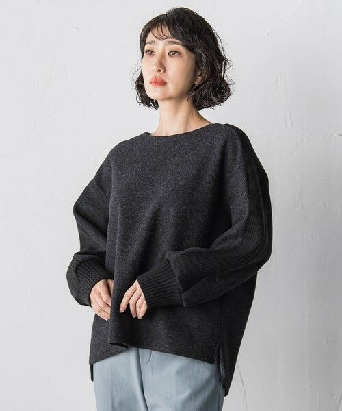 la.f... / ラ・エフ カットソー | メルトンニットドッキングカットソー | 詳細7