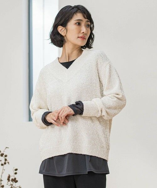 la.f... / ラ・エフ ニット・セーター | ツヤモールVネックニット | 詳細9