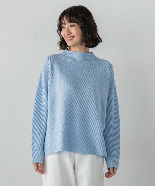 la.f... / ラ・エフ ニット・セーター | ヘリンボーンニット（ブルー）